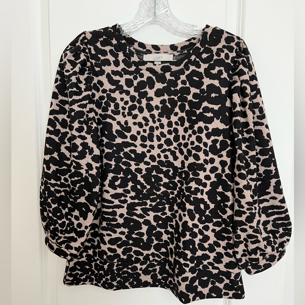 LOFT Puff Sleeve Leopard Blouse